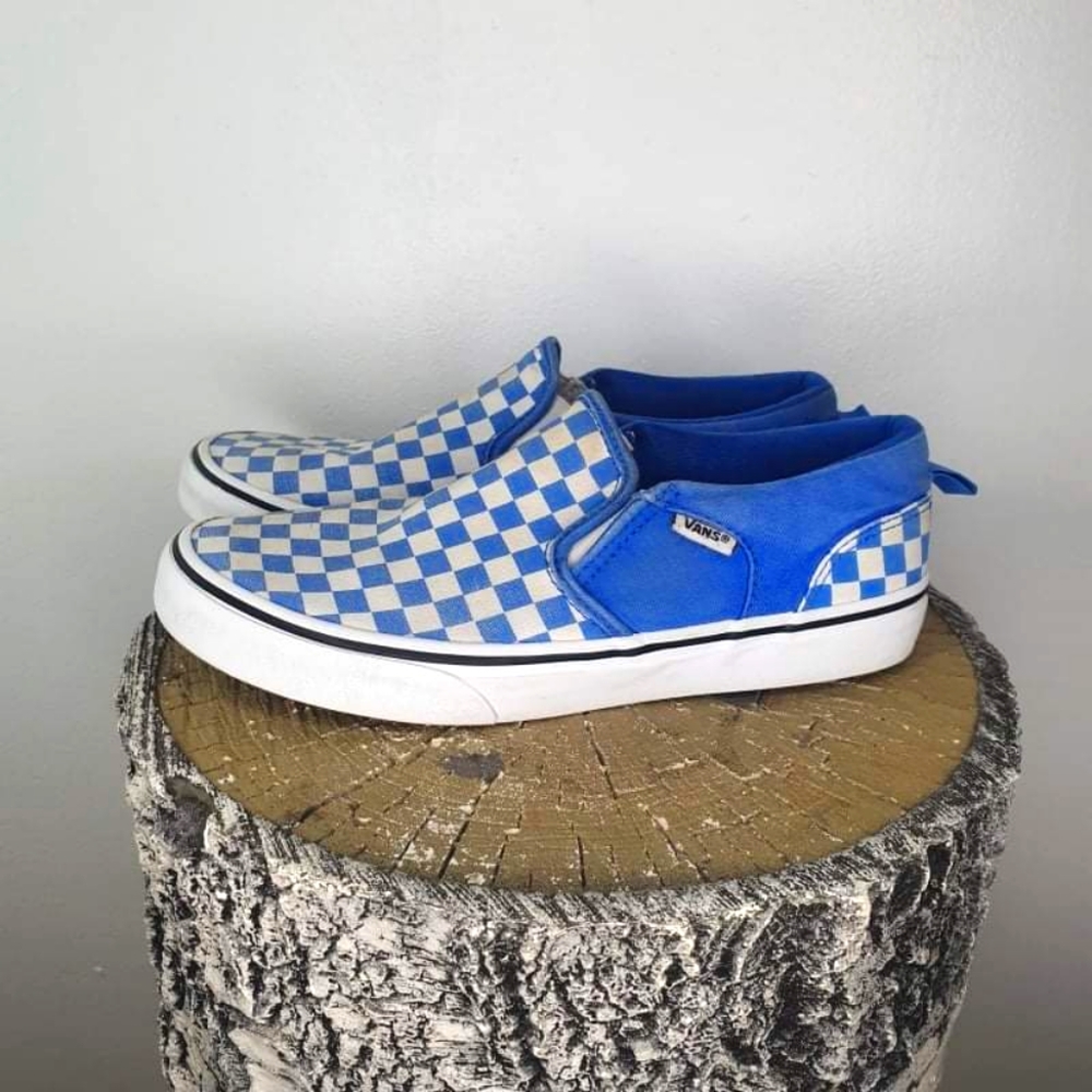 VANS  Off The Wall Blue Checkered Youth Sz 6